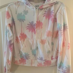 SO Kids Pastel Palm Tree Zip-Up Hoodie